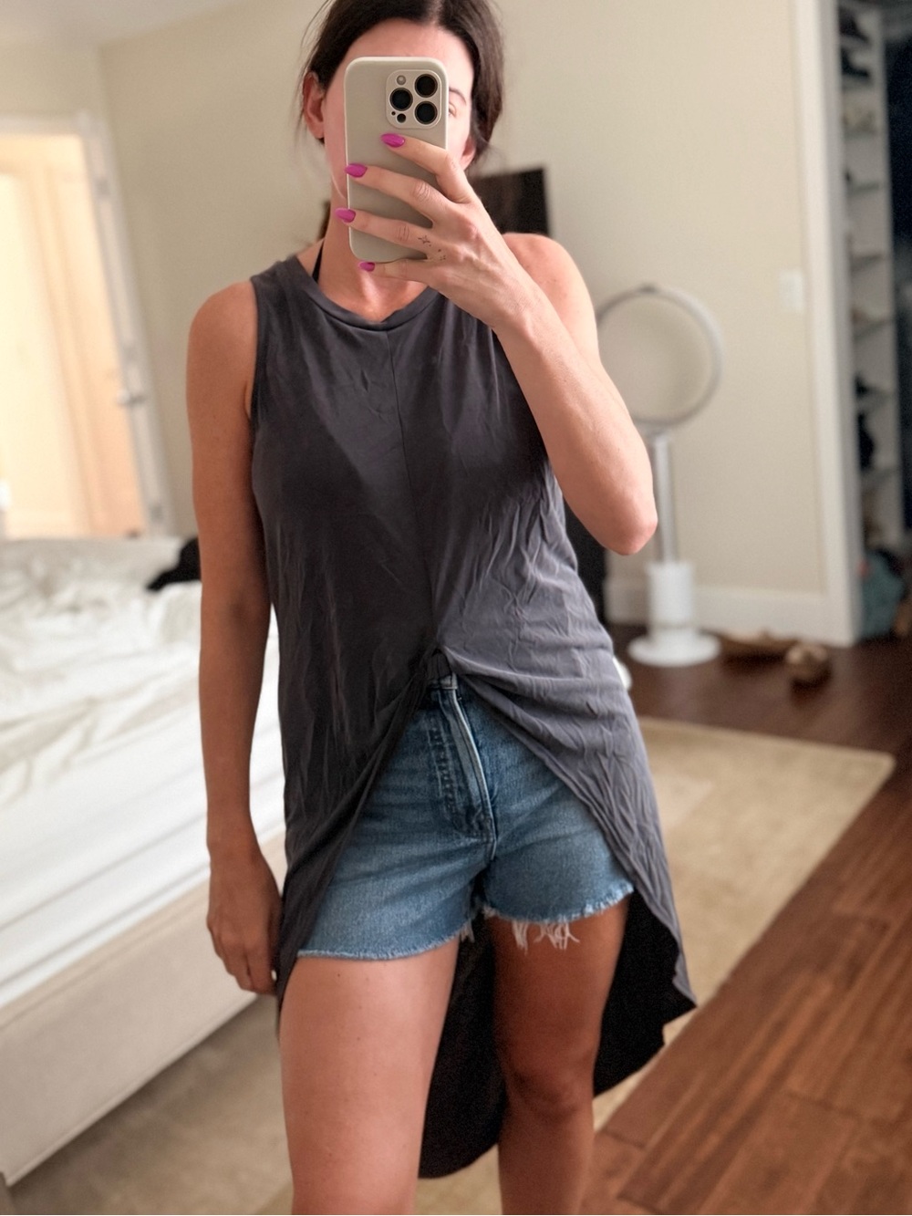 ASTR The Label Charcoal Hi Low Sleeveless Tunic XS